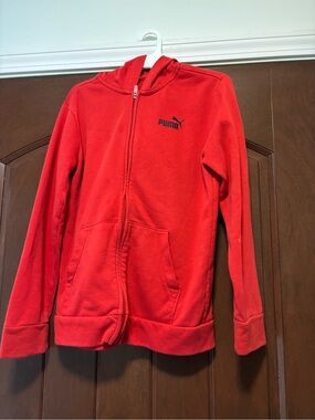 Puma Red Kids Full-Zip Hooded Sweatshirt